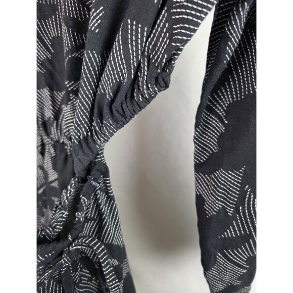 Universal Threads Women's Dress Size Medium Black Floral Linen Long Sleeve Dress - Picture 9 of 14